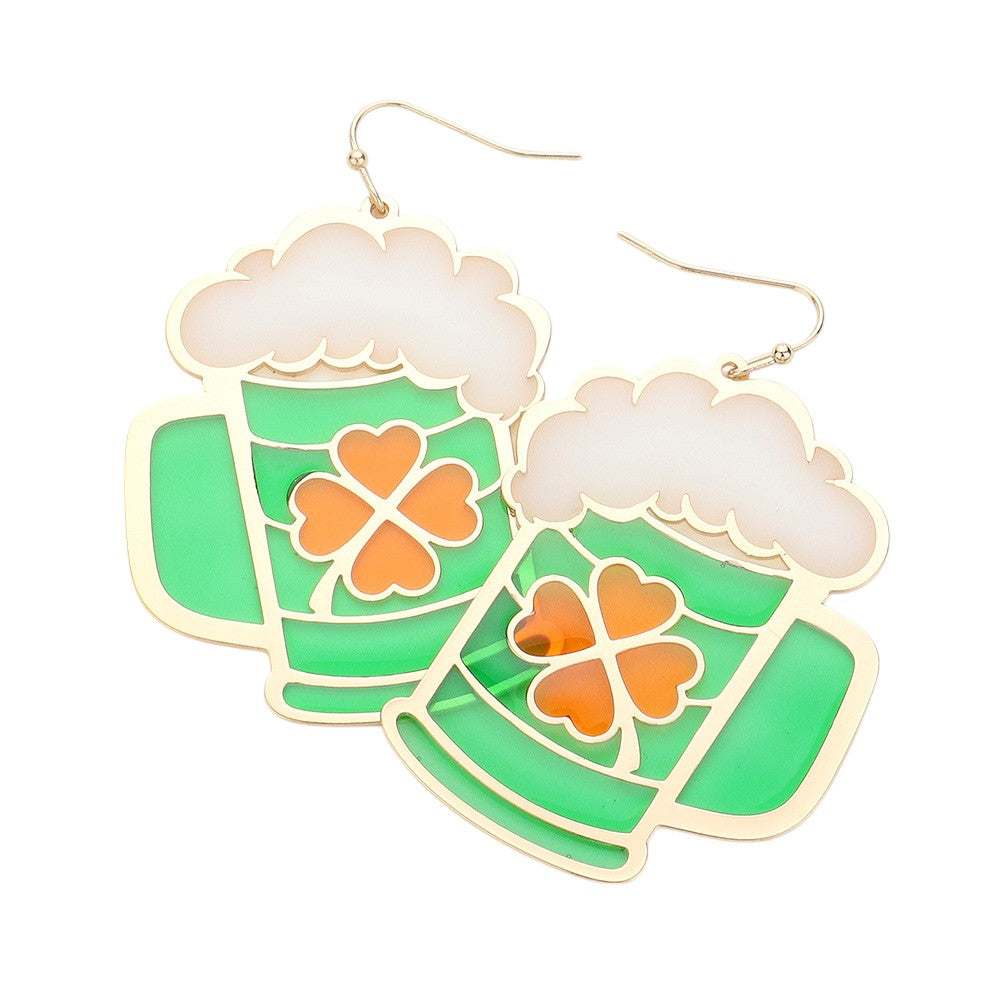 Translucent St Patrick's Day Leprechaun Hat Dangle Earrings