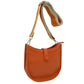 Orange Vegan Leather Guitar Strap Small Crossbody Purse, This Guitar Strap bag can be worn crossbody or on the shoulder. This Small Crossbody bag with selected durable vegan leather, nice style with various colors, Complement your existing outfit best Smooth fabric interior lining to avoid scratching item inside, Customized gold-tone metal fitting make you money's worth. Show your trendy side with this awesome crossbody bag. Have fun and look stylish with its fringe deta