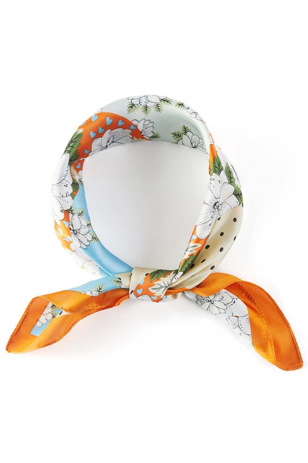 Orange Elevate your accessory game with this versatile bandana scarf featuring a stunning floral and wavy strip multi-pattern print. Crafted from 100% lightweight polyester with a silky finish, it drapes beautifully and feels luxurious against your skin. The generous 27.5" x 27.5" square size offers endless styling possibilities wear it as a headscarf, neck wrap, or tie it to your bag for a pop of color. Perfect for adding effortless elegance to any outfit, whether you're dressing up or keeping it casual. A