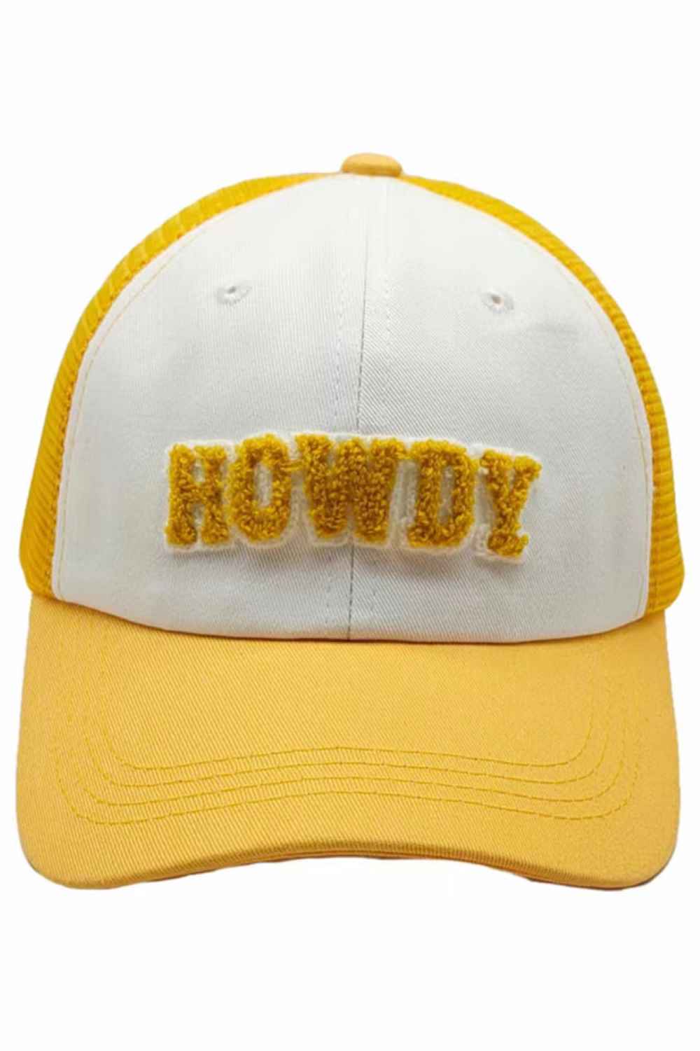 Orange Show off a classic Western style with this HOWDY mesh back baseball cap, featuring a bold front embroidery and a breathable mesh back for all-day comfort. The adjustable snap closure and curved brim make it perfect for outdoor adventures, casual outings, and sunny days on the go.
