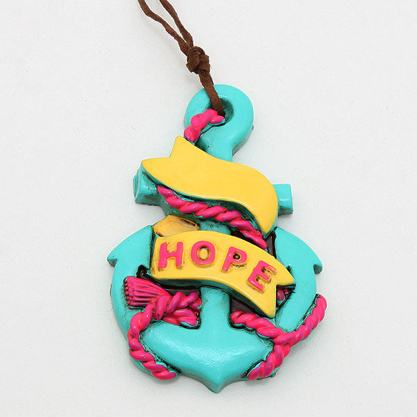 Madeline Love Brown, Turquoise, Pink, Yellow Clay Nautical Anchor Pendant - Pendant Sets