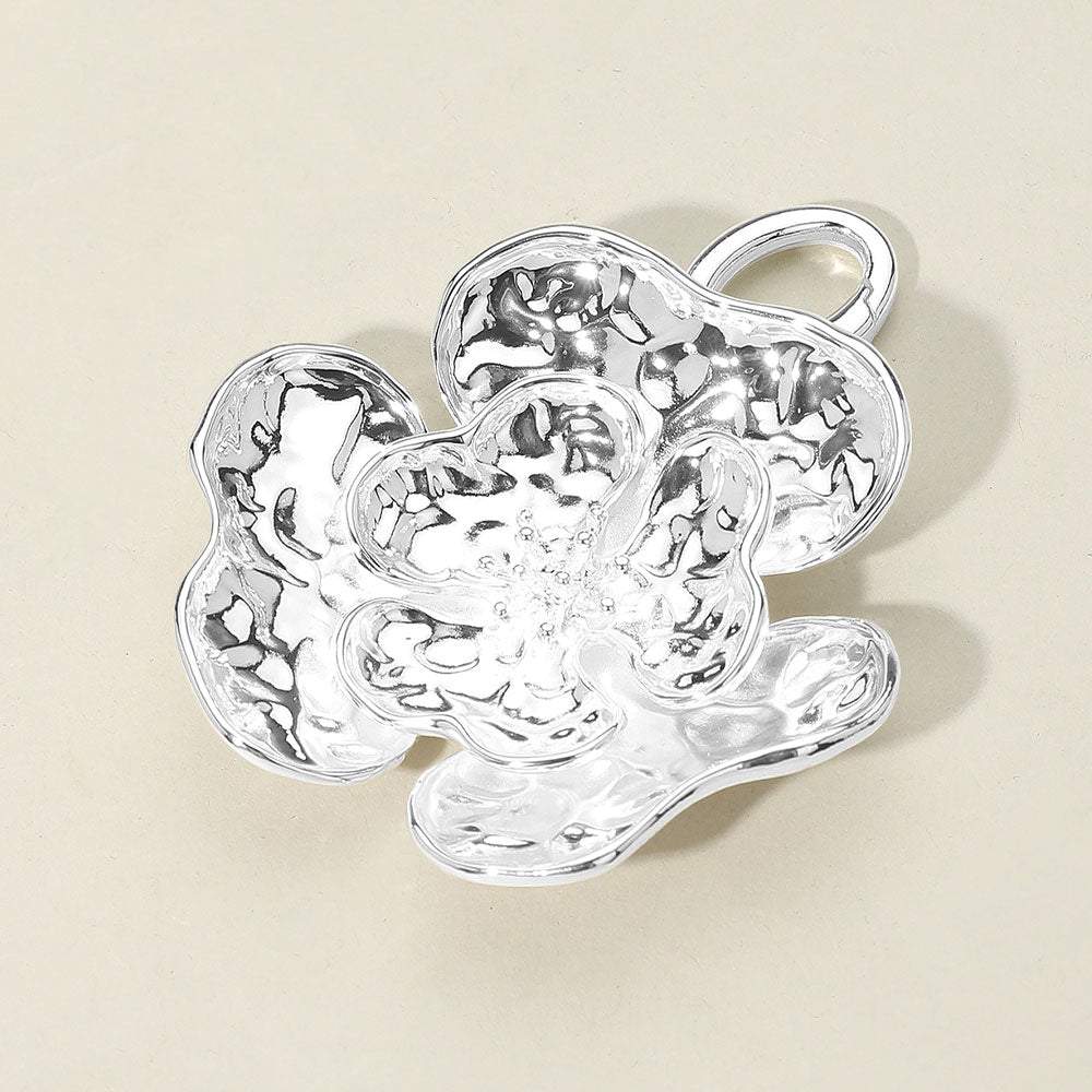 Madeline Love Silver Textured Layered Floral Pendant Bag Charm - Bags & Wallets