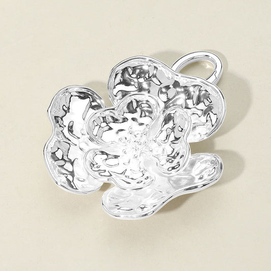 Madeline Love Silver Textured Layered Floral Pendant Bag Charm - Bags & Wallets