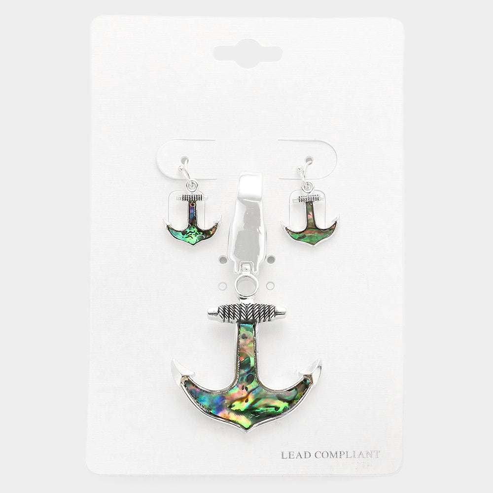 Abalone Abalone Anchor Pendant Set