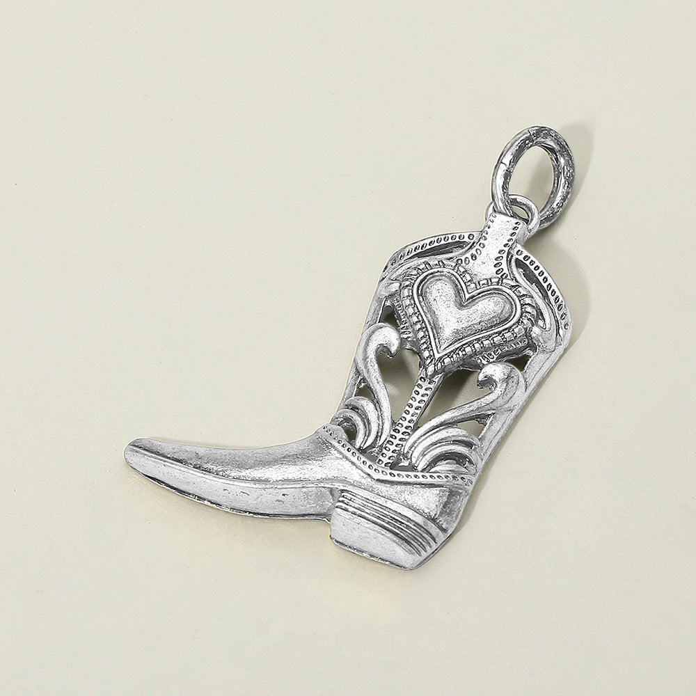 Madeline Love Antique Silver Western Cowboy Boot Pendant Charm - Pendant Sets