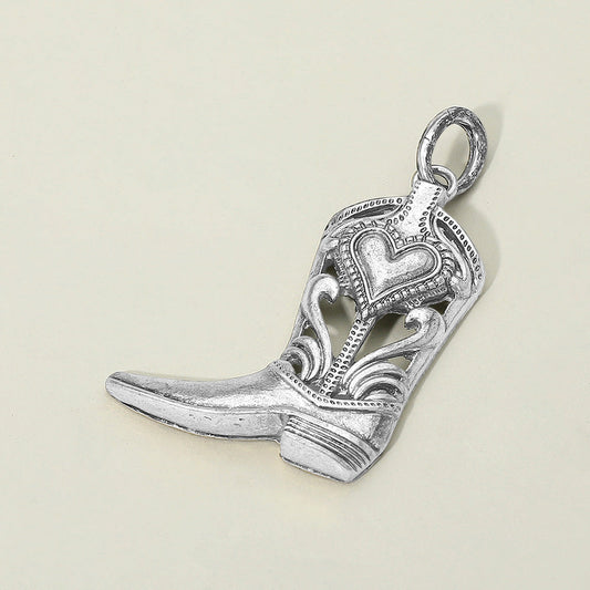 Madeline Love Antique Silver Western Cowboy Boot Pendant Charm - Pendant Sets