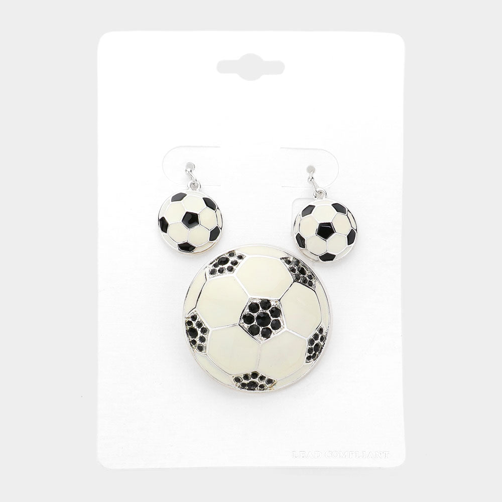 Madeline Love Silver Enamel Dual Soccer Ball Pendant Set - Sports & Events