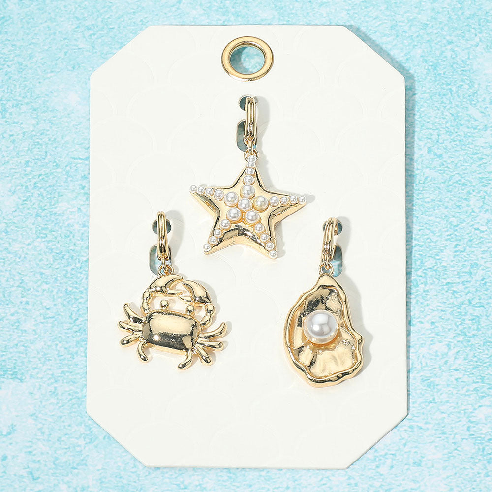 Madeline Love Gold 3PCS - Pearl Star Oyster Shell Crab Pendant Set - Bags & Wallets