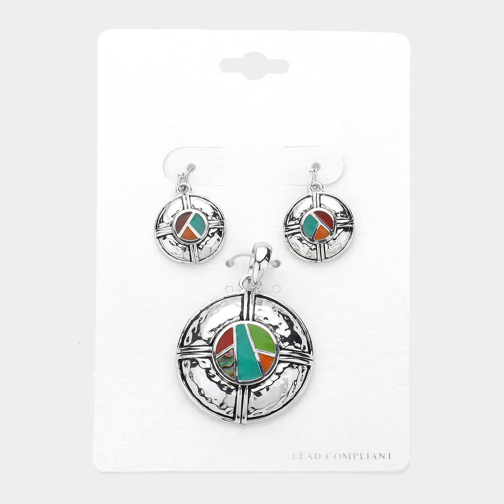 Antique Silver, Multi Enamel Anchor Pendant Set