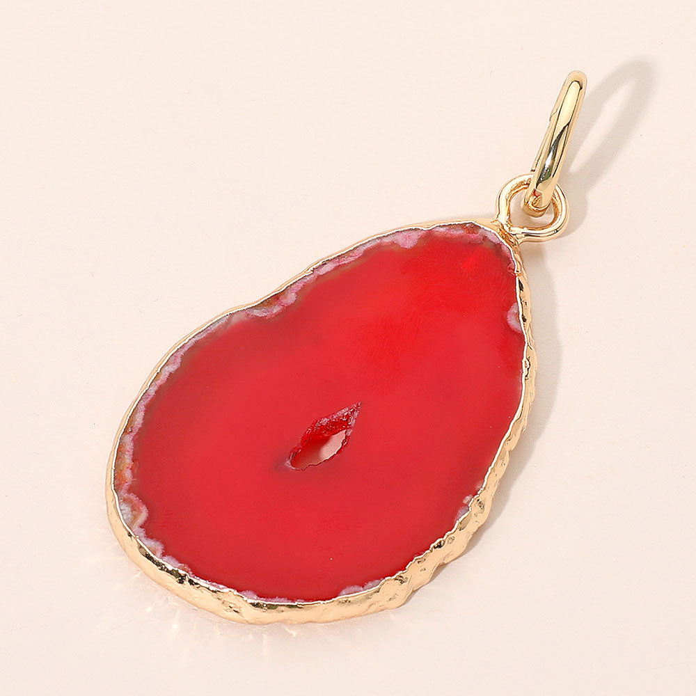 Madeline Love Red Natural Cutout Center Oval Geode Slice Pendant - Pendant Sets