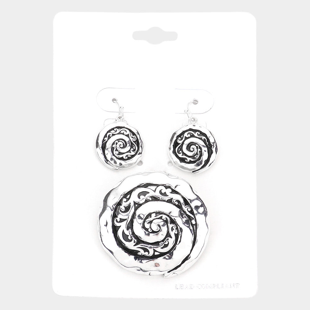 Madeline Love Antique Silver Swirl Metal Filigree Pendant Set - Pendant Sets