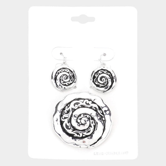 Madeline Love Antique Silver Swirl Metal Filigree Pendant Set - Pendant Sets