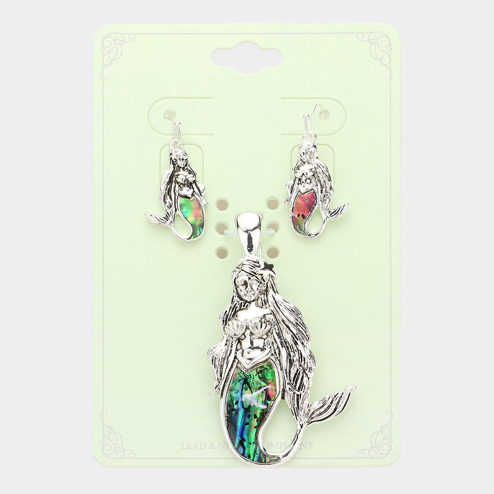 Madeline Love Abalone Abalone Antique Mermaid Magnetic Pendant Set - Pendant Sets