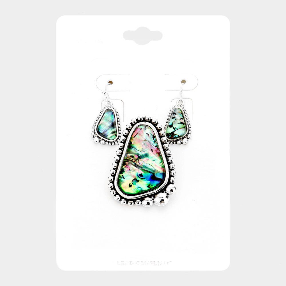 Madeline Love Abalone, Antique Silver Abalone Bubble Metal Magnetic Pendant Set - Pendant Sets