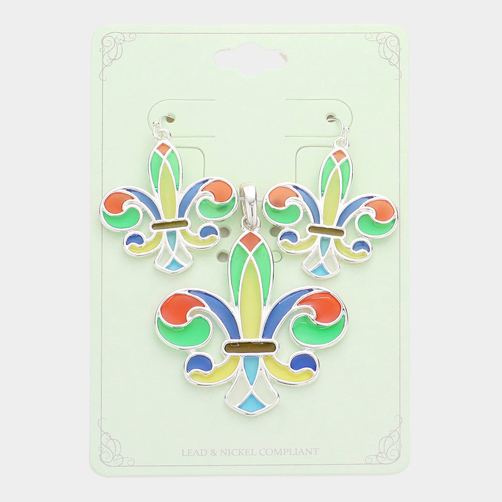 Madeline Love Multi Colorful Fleur de Lis Pendant Set - Pendant Sets