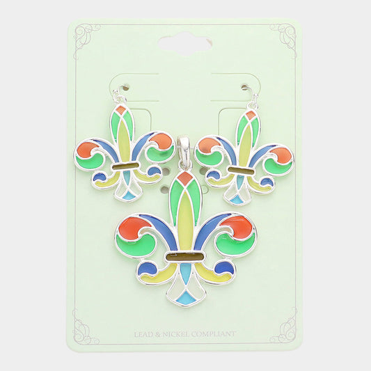 Madeline Love Multi Colorful Fleur de Lis Pendant Set - Pendant Sets