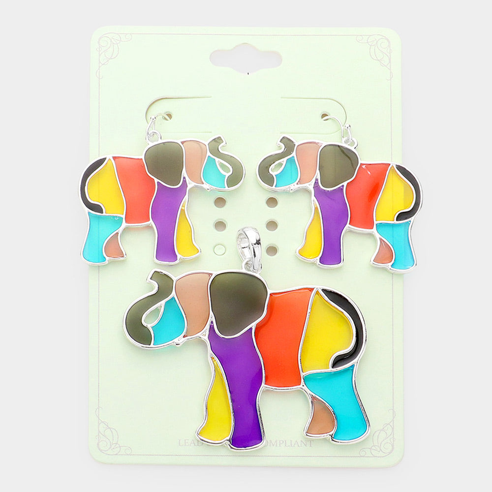 Madeline Love Multi Colorful Elephant Pendant Set - Pendant Sets