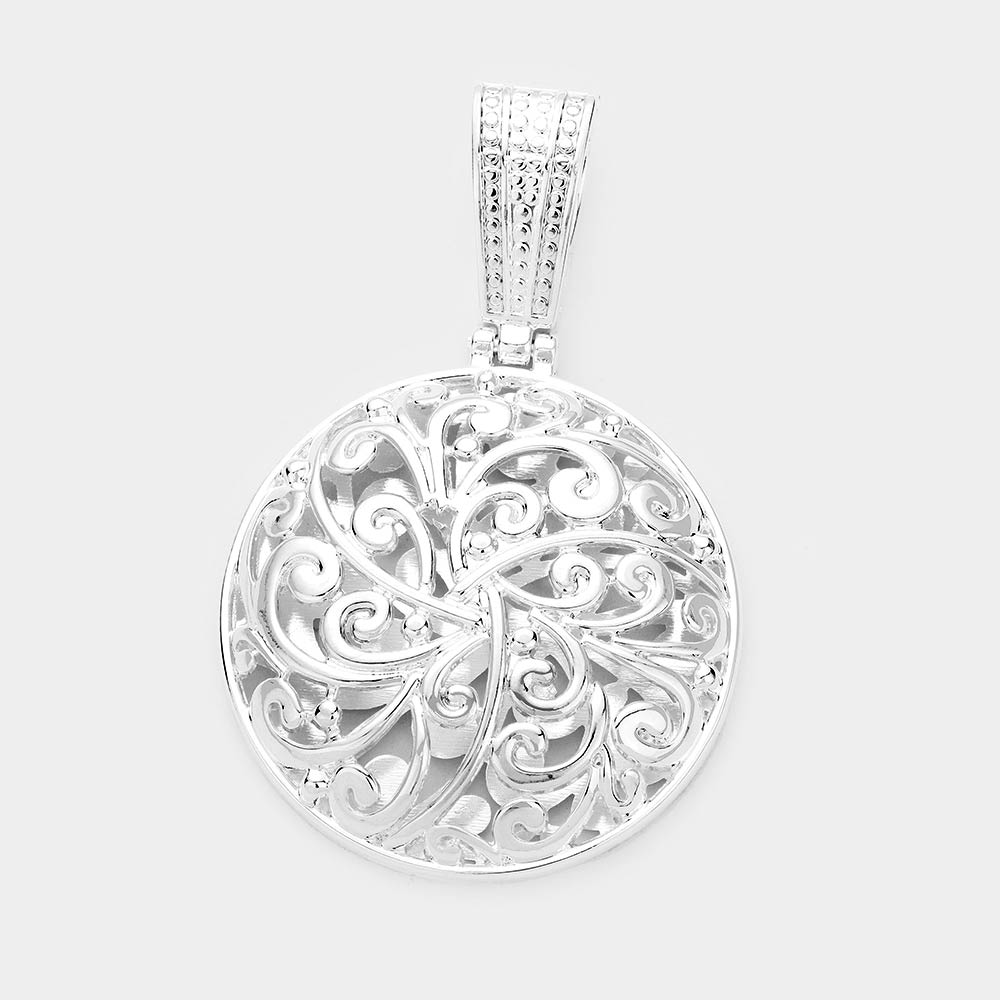 Madeline Love Silver Metal Floral Filigree Magnetic Pendant - Pendant Sets