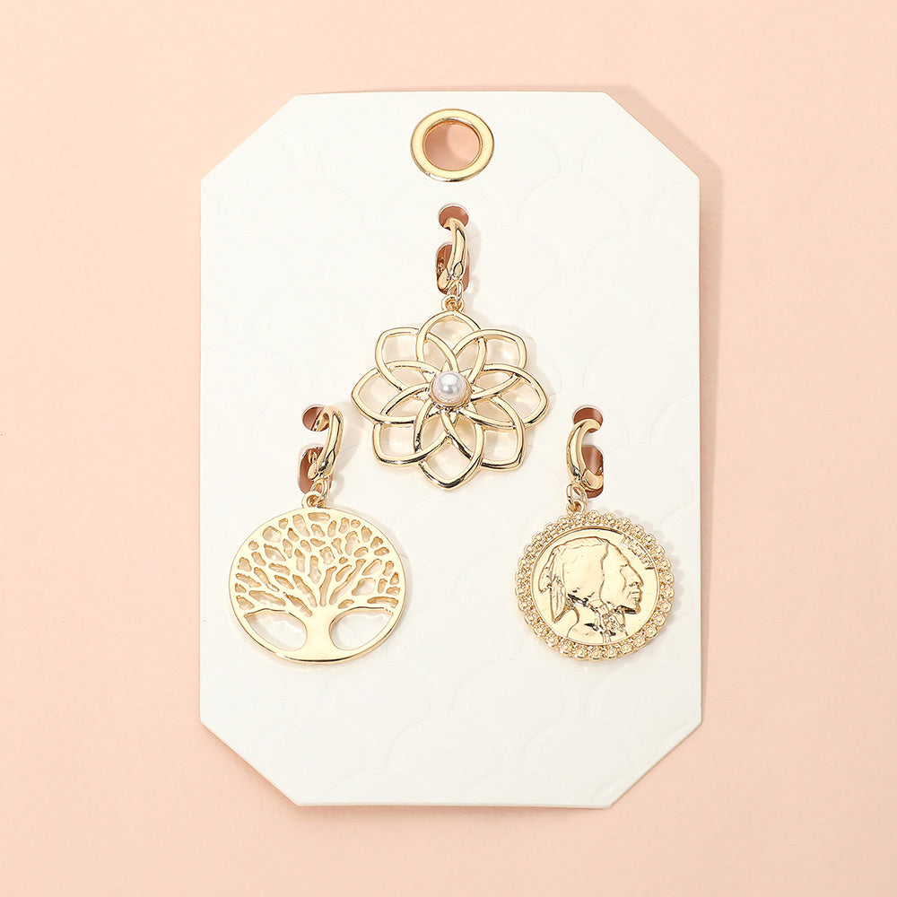 Madeline Love Gold 3PCS - Flower Tree of Life Coin Pendant Charm Set - Pendant Sets