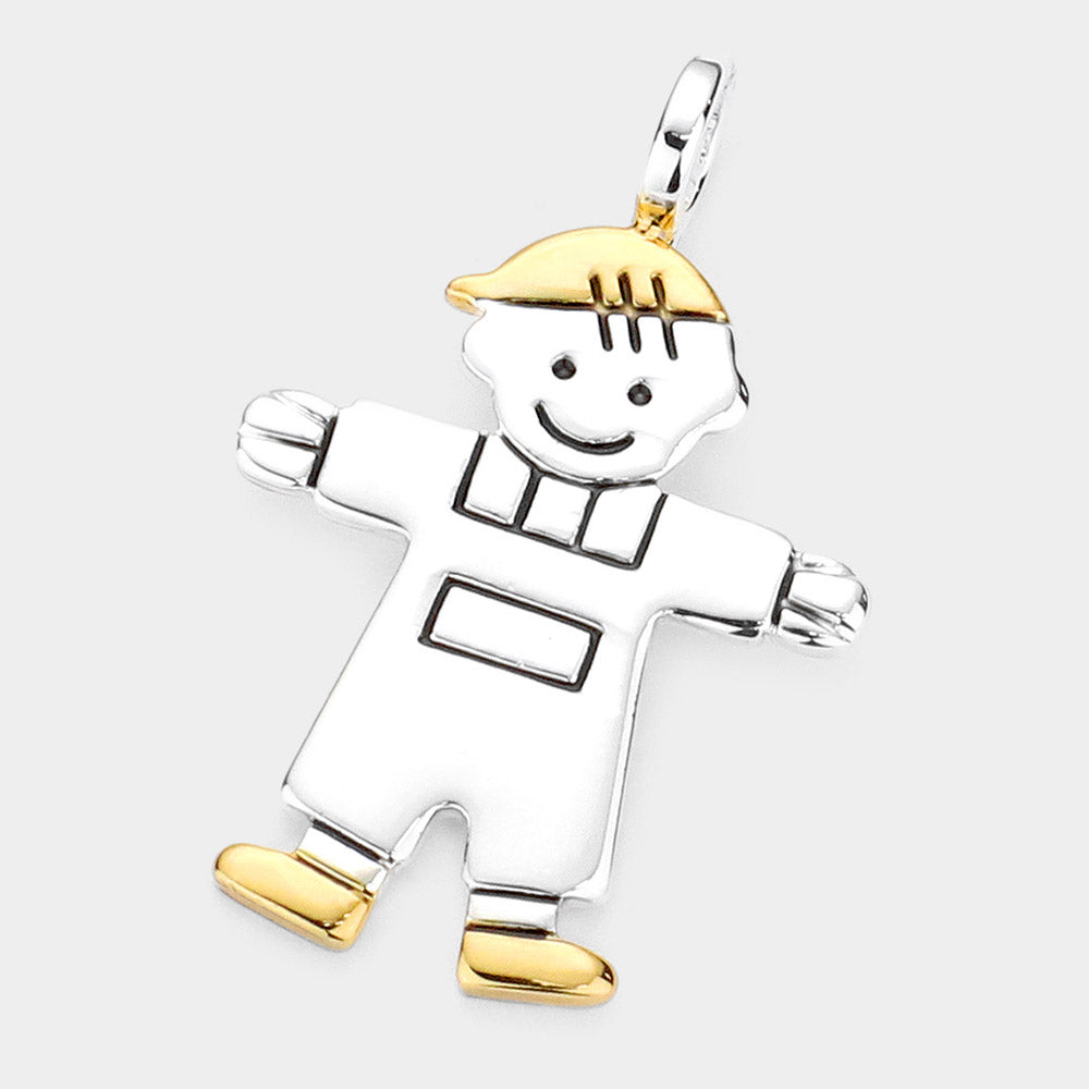 Madeline Love Two Tone Metal Boy Pendant - Pendant Sets