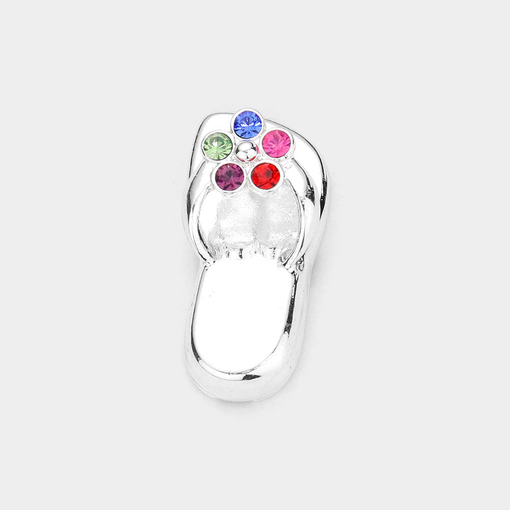 Madeline Love Multi Stone Embellished Metal Flip Flop Pendant - Pendant Sets