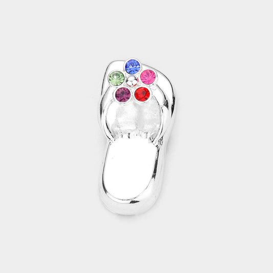 Madeline Love Multi Stone Embellished Metal Flip Flop Pendant - Pendant Sets
