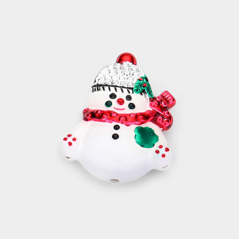 White Enamel SnowMan Pendant