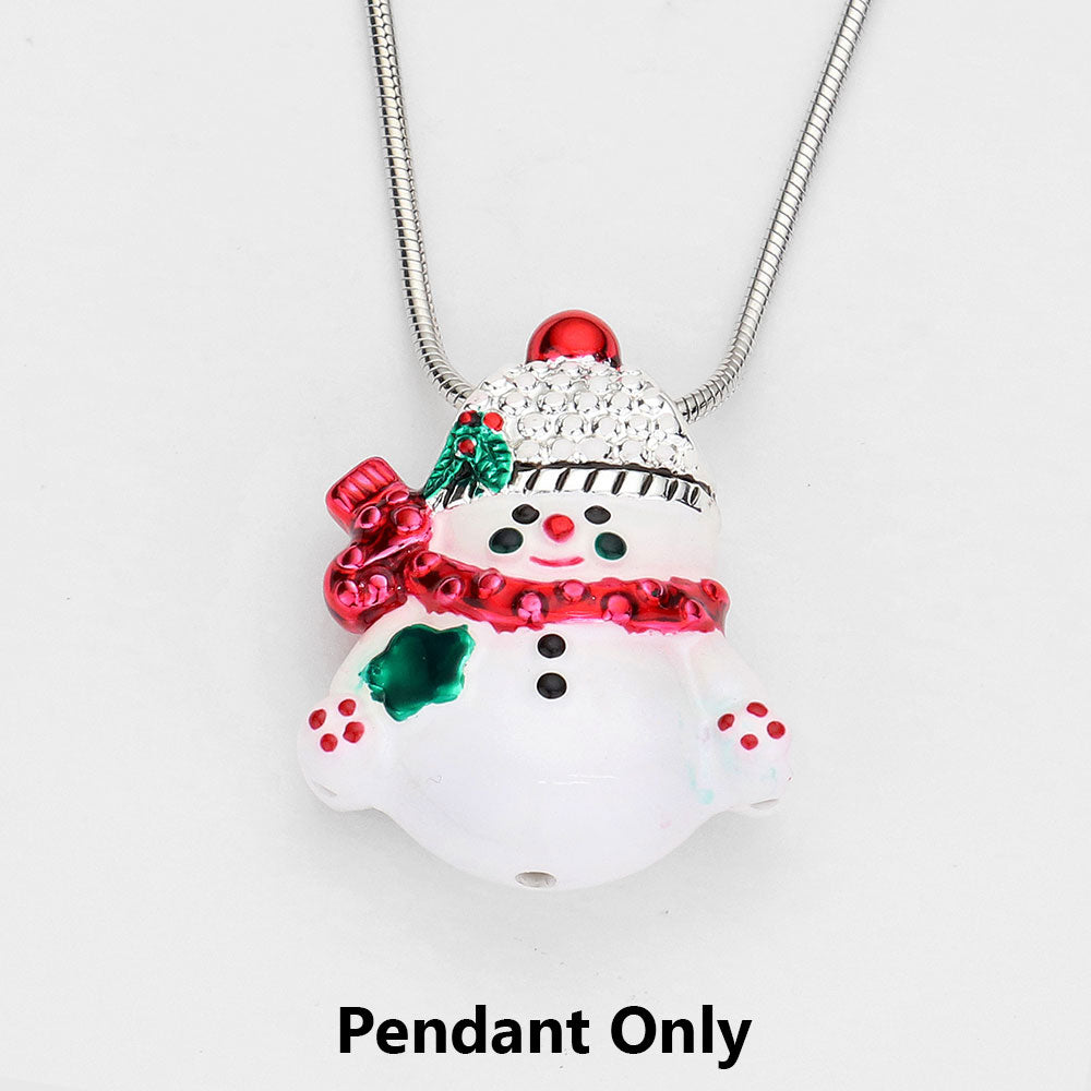 White Enamel SnowMan Pendant