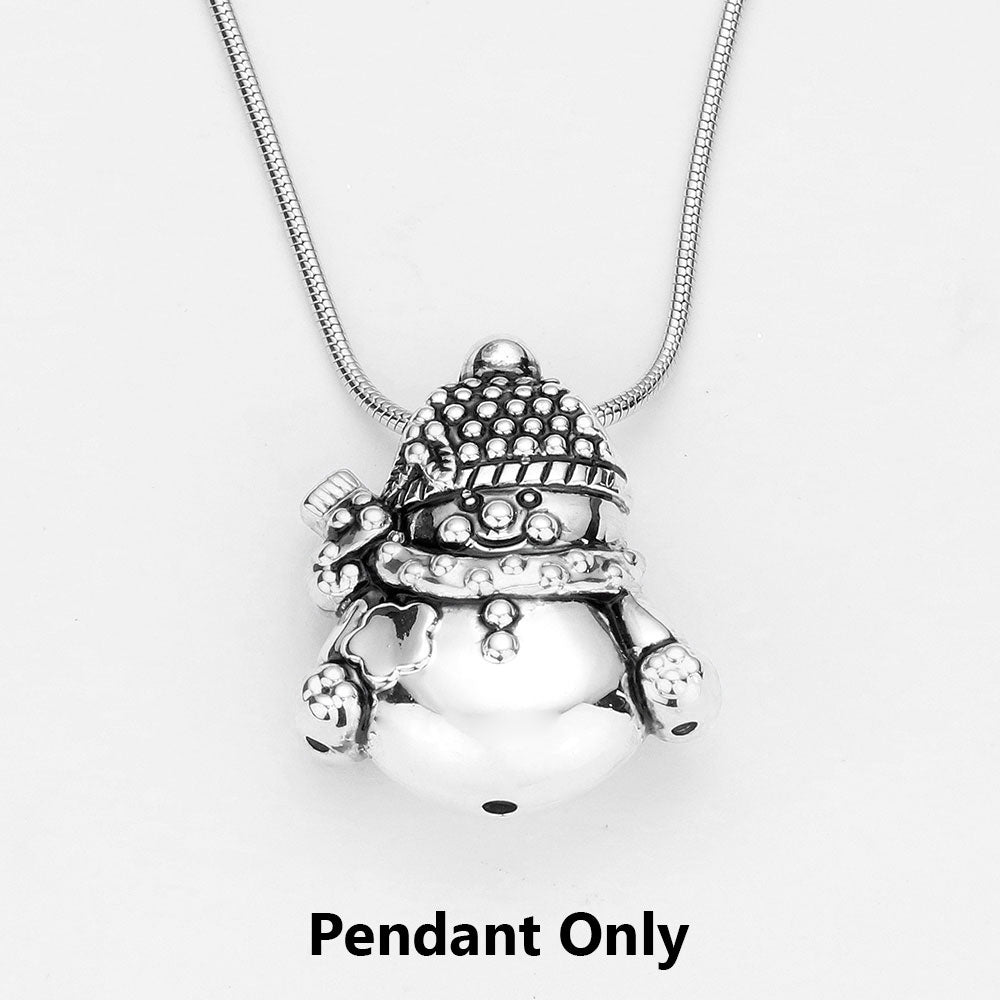 Silver Metal SnowMan Pendant