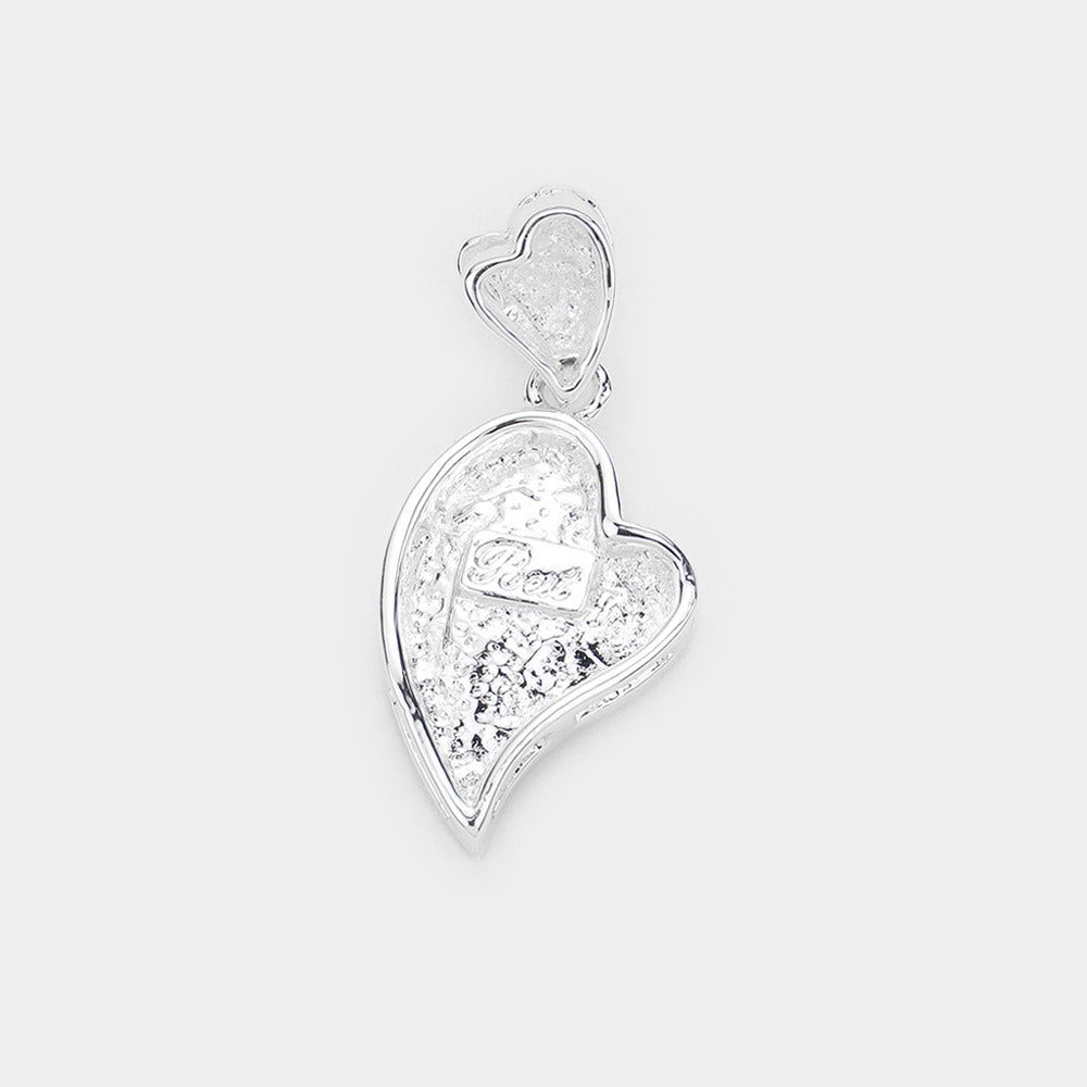 Rhinestone Paved Metal Heart Pendant