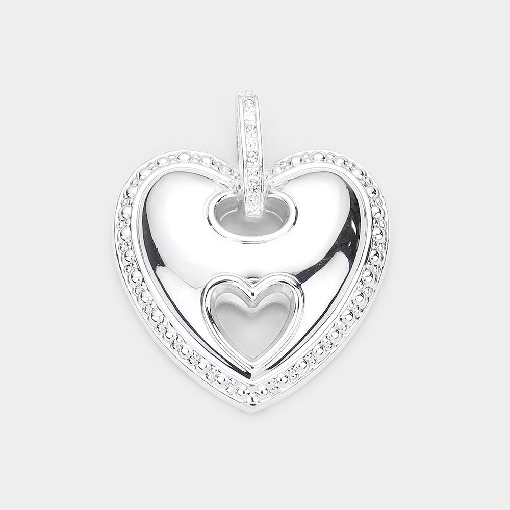 Rhinestone Embellished Metal Heart Pendant