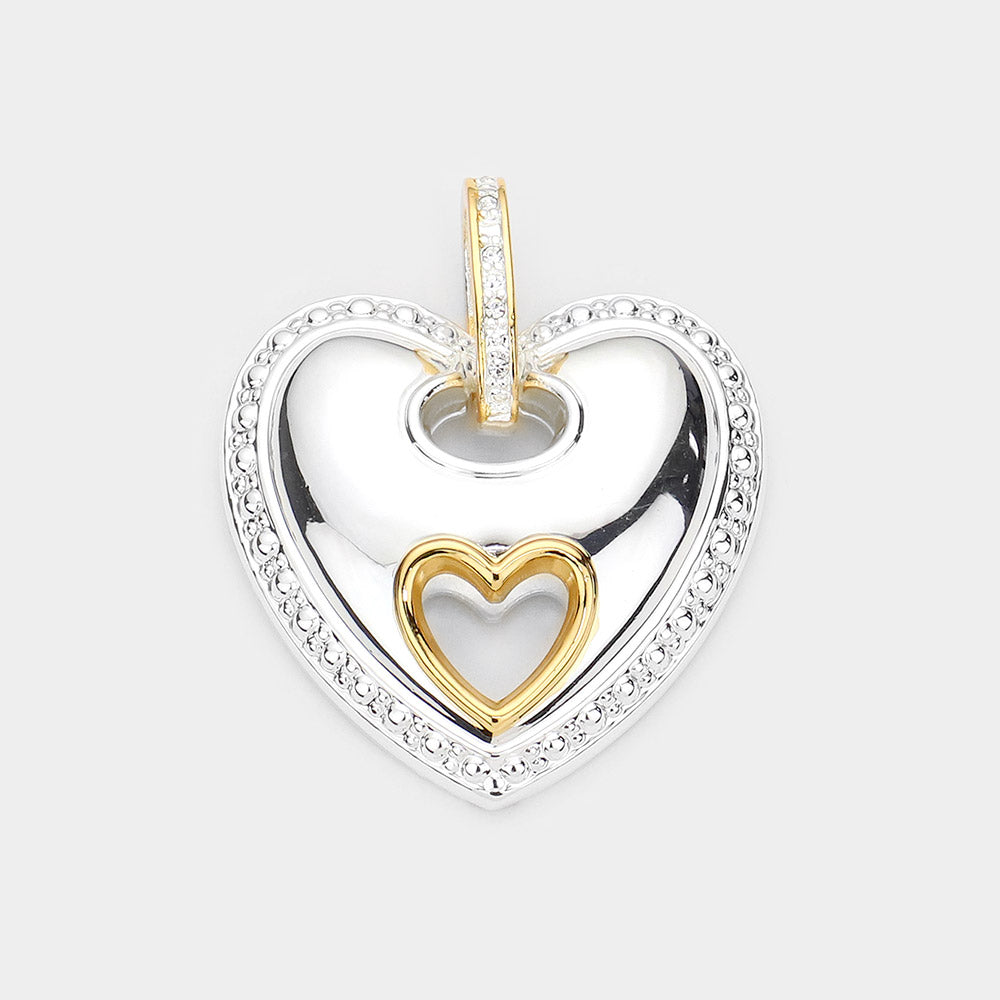 Rhinestone Embellished Metal Heart Pendant