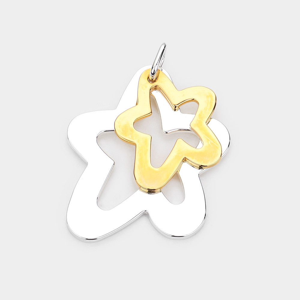 Madeline Love Two Tone Double Open Metal Star Layered Pendant - Pendant Sets