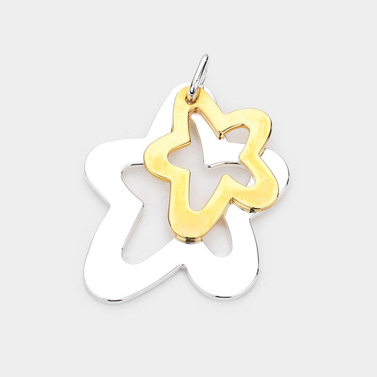 Madeline Love Two Tone Double Open Metal Star Layered Pendant - Pendant Sets