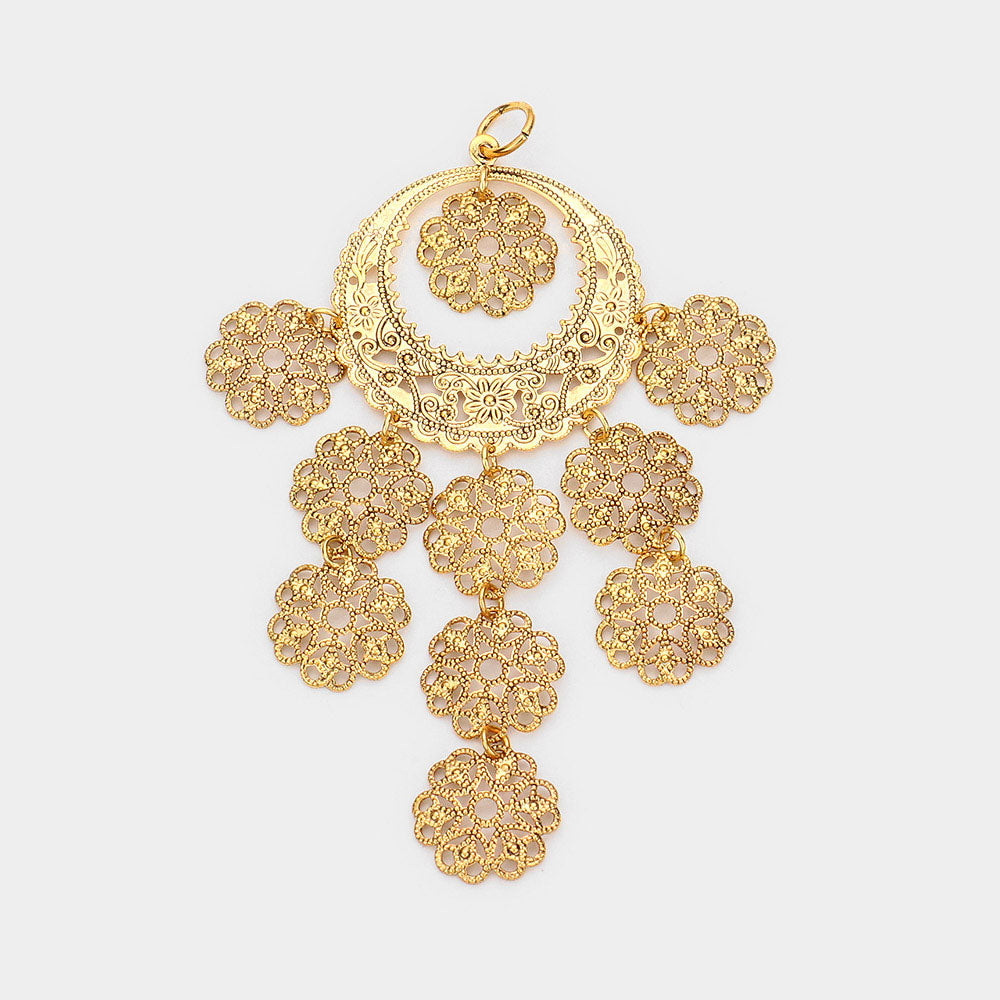 Madeline Love Gold Antique Detailed Metal Link Pendant - Pendant Sets