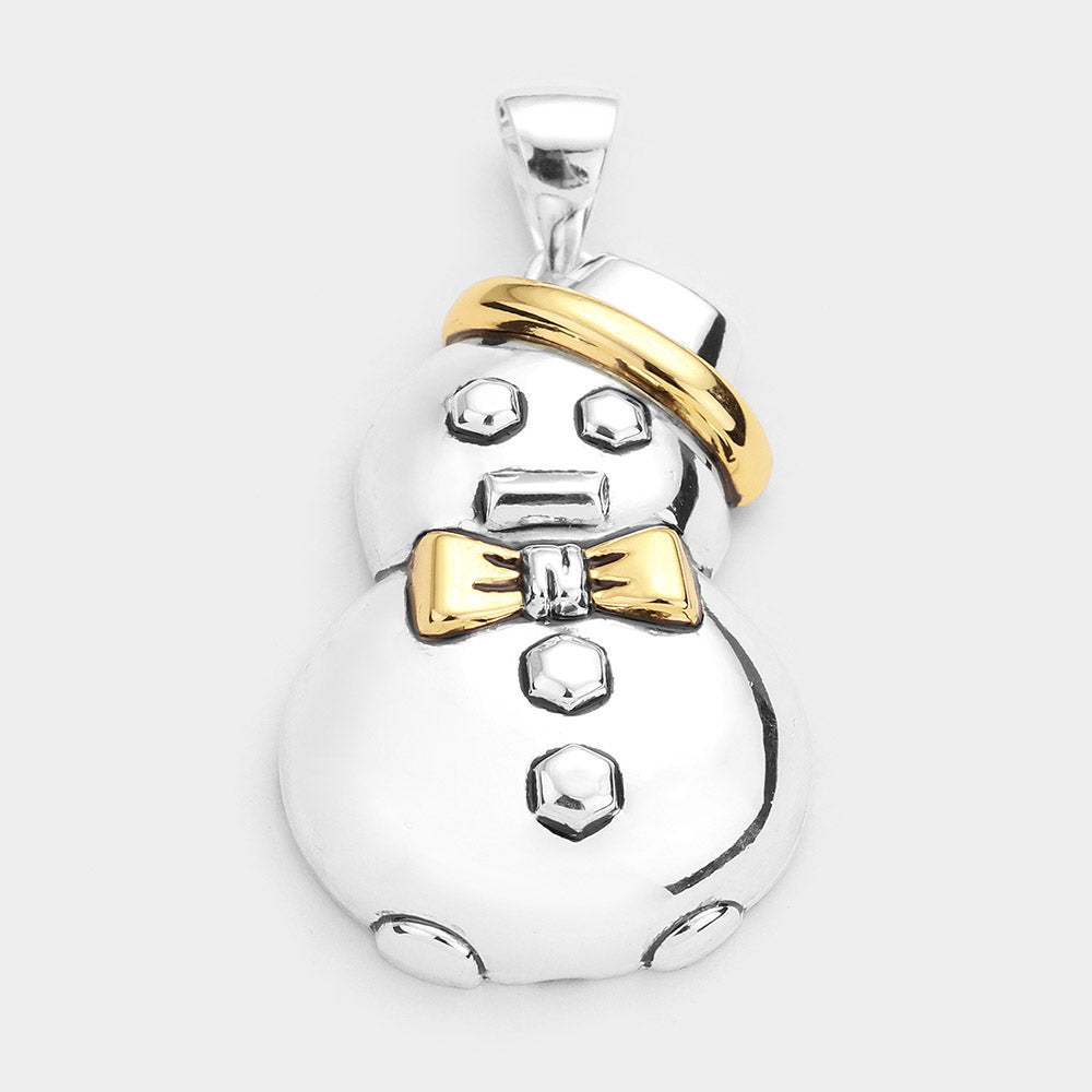 Gold Silver Snowman Metal Pin Brooch Pendant