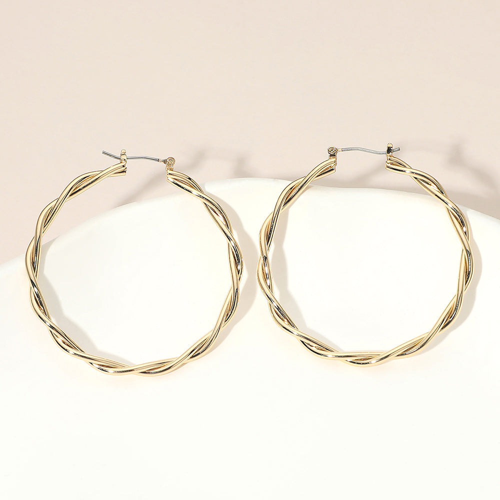 Madeline Love Gold Gold Dipped Twisted Pin Catch Hoop Earrings