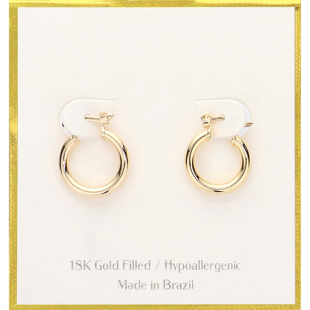 Madeline Love Gold 18K Gold Filled Hypoallergenic Mini Hoop Pin Catch Earrings