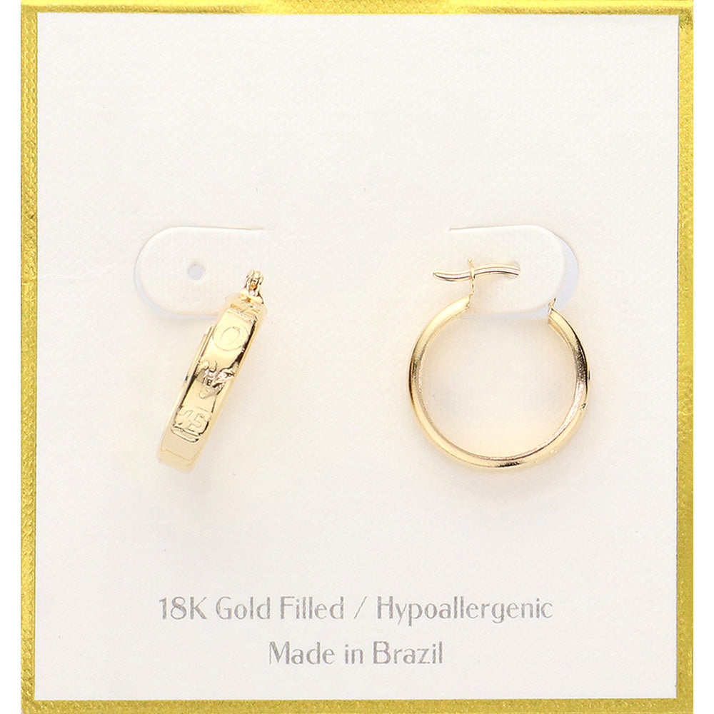 Madeline Love Gold 18K Gold Filled Hypoallergenic LOVE Engraved Hoop Pin Catch Earrings