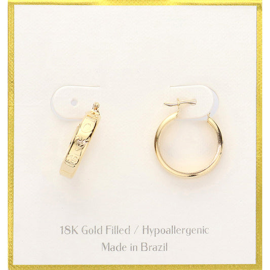 Madeline Love Gold 18K Gold Filled Hypoallergenic LOVE Engraved Hoop Pin Catch Earrings