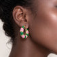 Madeline Love Gold, Pink&Green 14K Gold Dipped Color Block Enamel Pin Catch Earrings - Hair Accessories - extra