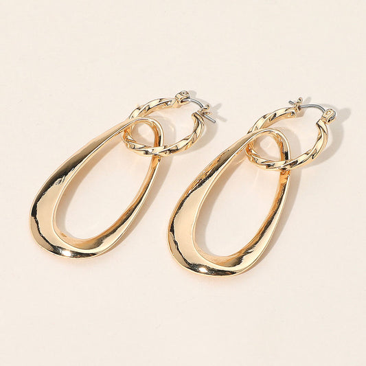 Madeline Love Gold Sculptural Metal Drop Pin Catch Earrings