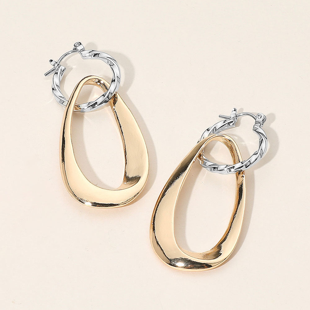 Madeline Love Gold, Rhodium Sculptural Metal Drop Pin Catch Earrings
