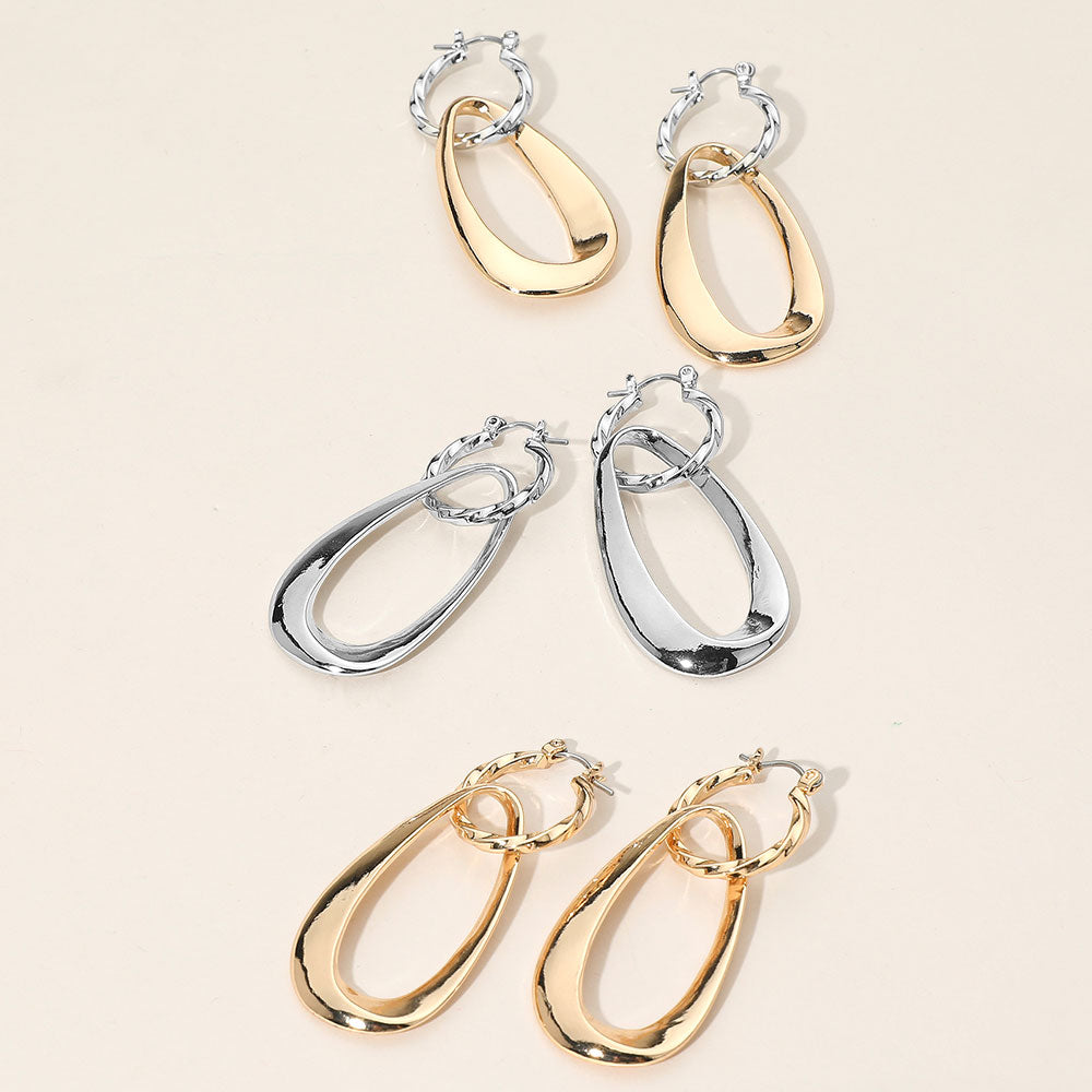 Madeline Love Rhodium Sculptural Metal Drop Pin Catch Earrings - extra