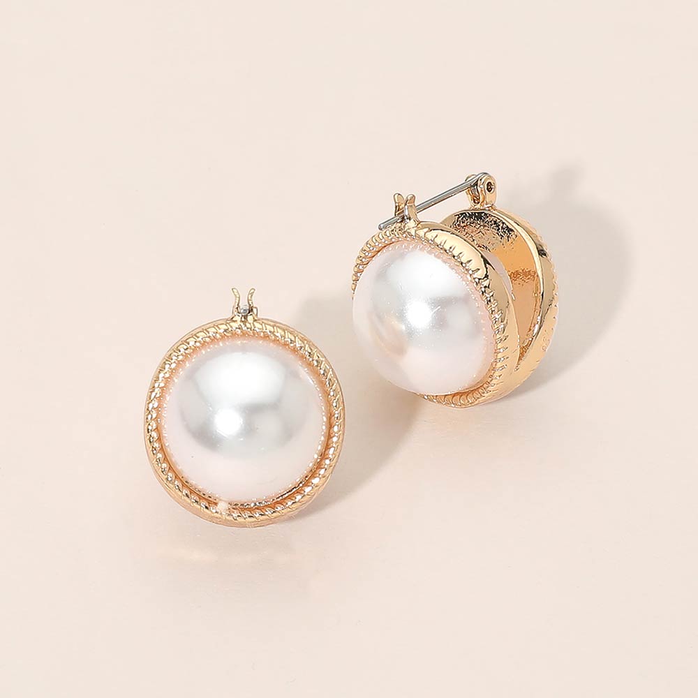 Madeline Love Gold Vintage Pearl Pin Catch Earrings