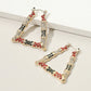 Madeline Love Gold, Multi Rhinestone Pave Bamboo Pin Catch Earrings