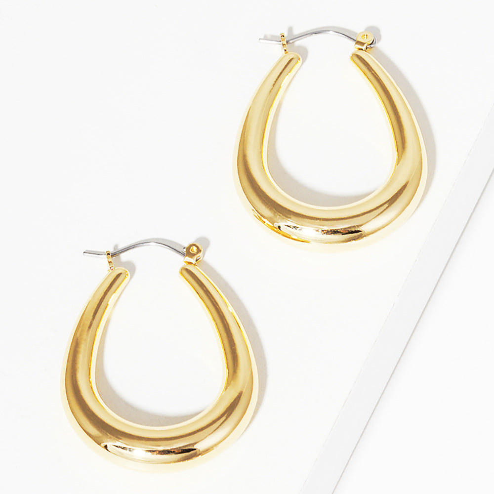 Madeline Love Gold Metal Teardrop Hoop Pin Catch Earrings