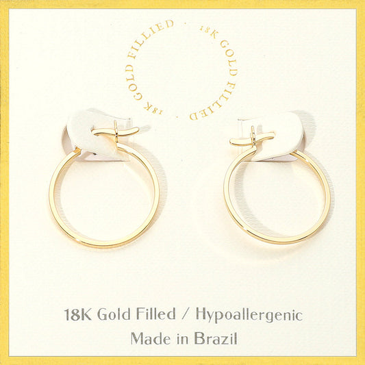 Madeline Love Gold 18K Gold Filled Pin Catch Skinny Hoop Earrings