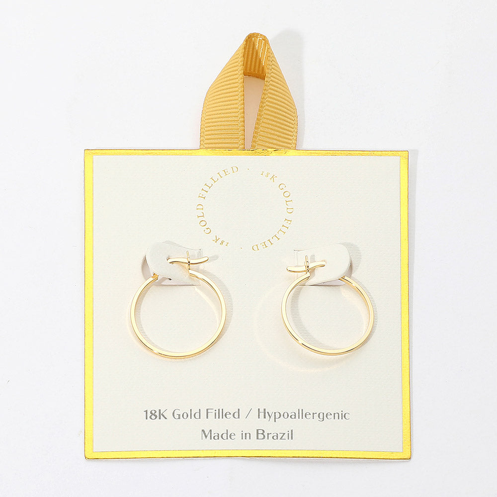 Madeline Love Gold 18K Gold Filled Pin Catch Skinny Hoop Earrings - desc