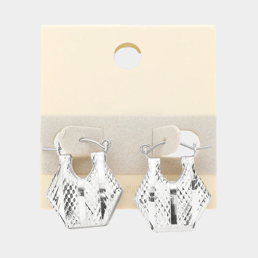 Madeline Love Rhodium 14K White Gold Dipped Abstract Metal Pin Catch Earrings